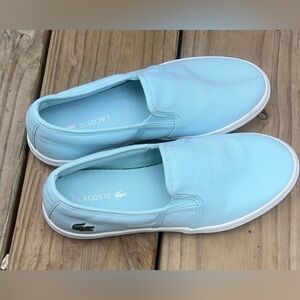 Lacoste Sky Blue Tatayla Canvas Slip-Ons Womens Size 6